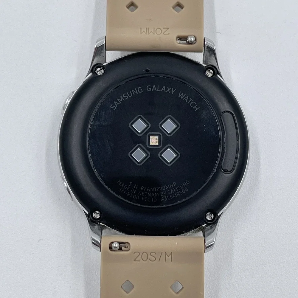 Samsung Galaxy Watch SM-R500 40mm Silver Bluetooth Smartwatch Beige Band Medium